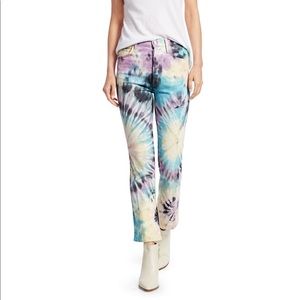 Mother Tripper High Rise Tie-Dye Cropped Jeans